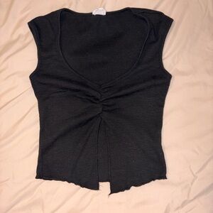 Cotton On Black Ruched Crop Top